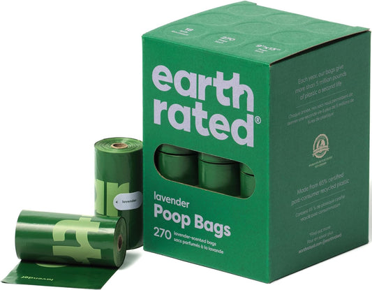 Dog Poo Bags, Guaranteed Leak Proof and Extra Thick Waste Bag Refill Rolls for Dogs, Lavender Scented, 270 Count